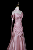 Dusty Rose Water Gloss Yarn Off the Shoulder Mermaid Evening Gown Formal Dress HZ0429
