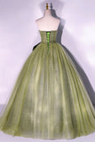 Green Strapless Tulle Long Formal Dress, A-Line Evening Party Dress HZ0429