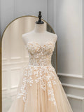 Cute Tulle Sweetheart Long Party Dress with Lace, Beautiful A-Line Prom Dress HZ0429