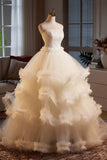 Champagne Tulle Layers Long Prom Dresses, A-Line Strapless Evening Dresses HZ0429