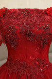 Burgundy Lace Long Formal Evening Dress, A-Line Lace Ball Gown HZ0429