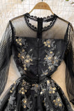 Black Tulle Sequins A-Line Dress HZ0429
