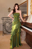Green Tiered Mermaid Evening Dress, Green Prom Dress Formal Dress HZ0429