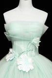 Lovely Green Tull Applique Ball Gown Formal Dress, Light Green Sweet 16 Dress HZ0429