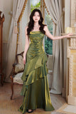 Green Tiered Mermaid Evening Dress, Green Prom Dress Formal Dress HZ0429