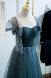 Blue Tulle Long A-Line Prom Dress, Lovely Blue Evening Party Dress HZ0429