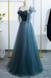 Blue Tulle Long A-Line Prom Dress, Lovely Blue Evening Party Dress HZ0429