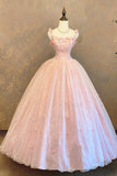 Princess Pink Tulle Ball Gown with 3D Flower Appliques for Sweet 16 HZ0429