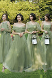 Green Tulle Long Prom Dresses, A-Line Evening Dresses HZ0429