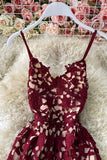 Cute V-Neck Lace Dresses A Line Party Dresses HZ0429
