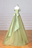 Green Spaghetti Strap Tulle Long Prom Dress, Beautiful A-Line Evening Formal Dress HZ0429