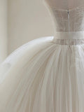 Light Champagne Ball Gown Tulle Sweetheart Long Prom Dress, Beautiful Formal Dress Sweet 16 Dress HZ0429