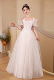 Beautiful Tulle Flowers Floor Length Prom Dress, Pink/White A-Line Evening Party Dress HZ0429
