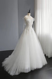 A-Line Tulle Lace Long Prom Dresses, Evening Party Dresses HZ0429
