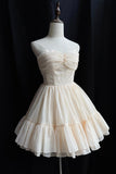 Champagne Soft Chiffon Knee Length Prom Dress, Lovely A-Line Party Dress HZ0429