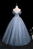 Beautiful Blue Butterfly Appliques Sequins Prom Dress, A-Line Backless Party Dress HZ0429