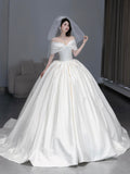 Elegant Satin Long Formal Dress, A-Line Off the Shoulder Evening Party Dress HZ0429