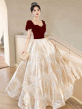 Burgundy Velvet Floor Length Prom Dress, Lovely A-Line Evening Party Dress HZ0429