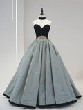 Beautiful Strapless Jacquard Floor Length Prom Dresses, A-Line Sweetheart Neck Formal Dresses HZ0429