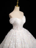 White Tulle Flowers Long A-Line Formal Dresses, Beautiful Off the Shoulder Sweet 16 Formal Dresses HZ0429