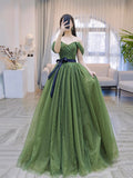Green Tulle Long Prom Dress, Beautiful A-Line Evening Party Dress HZ0429
