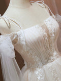 Lovely A-Line Tulle Lace Knee Length Prom Dress, Ivory Off the Shoulder Party Dress HZ0429
