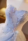 Sparkling Tulle Long Prom Dress, Beautiful A-Line Strapless Evening Party Dress HZ0429