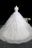 White Tulle and Lavender Appliques Long Prom Dress, Beautiful Fairy Party Dress HZ0429