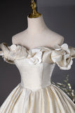 Elegant Champagne Long Prom Dresses, Beautiful Off the Shoulder Formal Dresses HZ0429